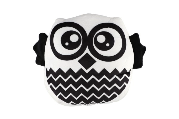 Coussin en peluche 35x30cm noir et blanc en sac 0+