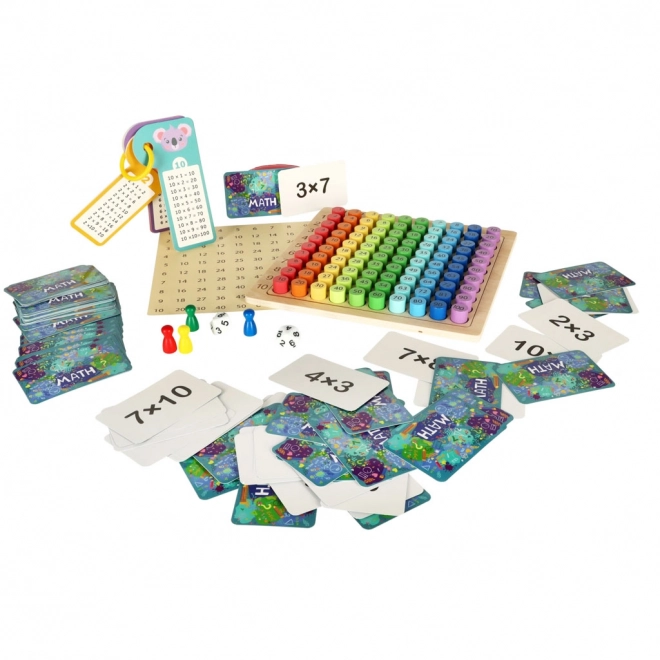 Jouet éducatif en bois pour la multiplication avec des anneaux colorés