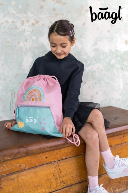 Sac BAAGL avec poche Arc-en-ciel rose