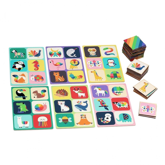 Vilac Jeux de bingo en bois animaux arc-en-ciel