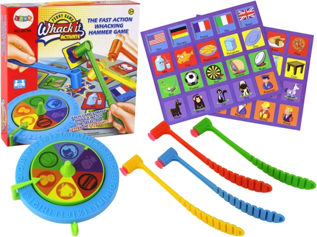 Jeu de cartes d’adresse avec spinner et petits marteaux