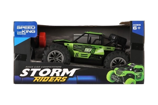 Buggy RC tout-terrain vert 22cm en plastique 2,4GHz à batterie + pack rechargeable en boîte 32x16x18cm