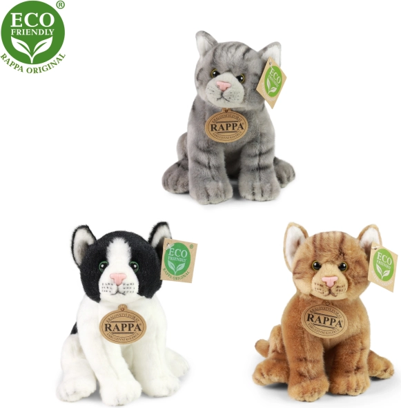 Chat en peluche assis 20 cm – 3 modèles