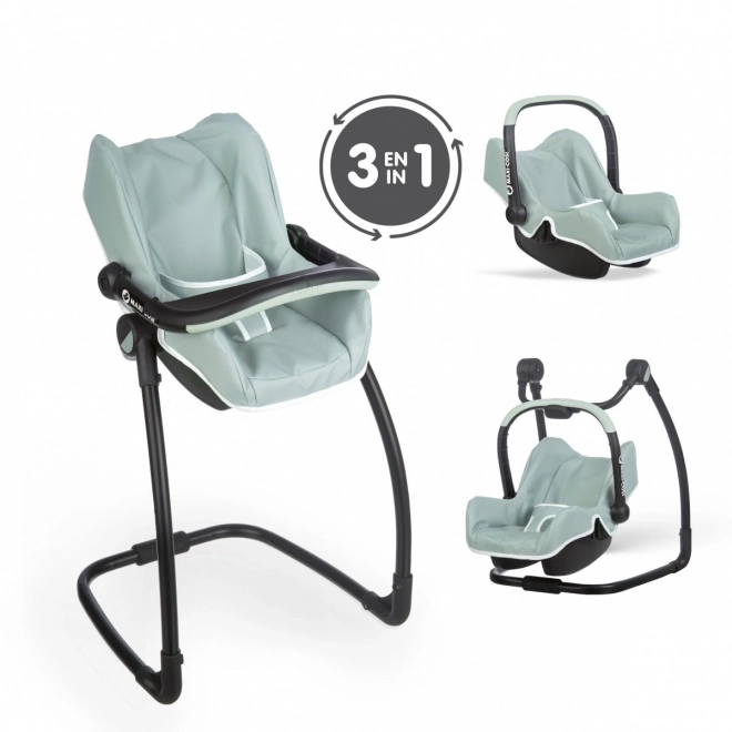 3 en 1 Siège auto et chaise haute Maxi Cosi vert-gris pour poupées