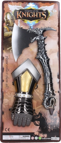 hache et gantelet de chevalier pour enfants 33 cm