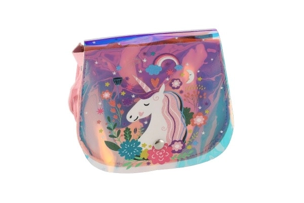 Sac arc-en-ciel licorne en plastique 4 couleurs dans un sachet 17x15x3cm