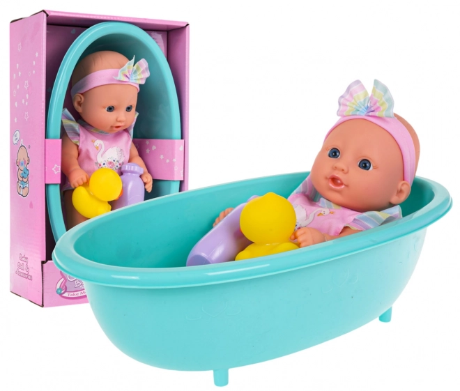 Poupée bébé avec baignoire + accessoires