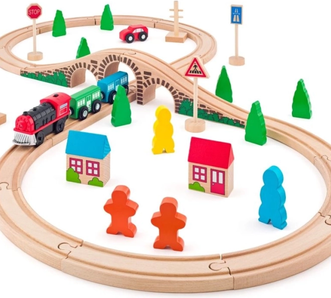 Woody Circuit de train en huit avec locomotive électrique