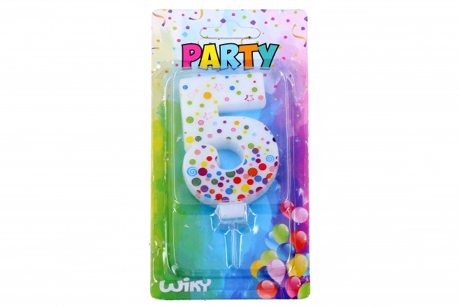 Bougie de fête numéro 5 pois