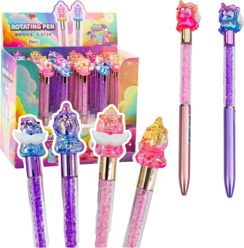 Stylo gel coloré avec licorne