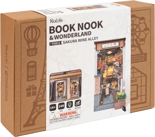 Cale-livre puzzle 3D Sakura Lane avec vin
