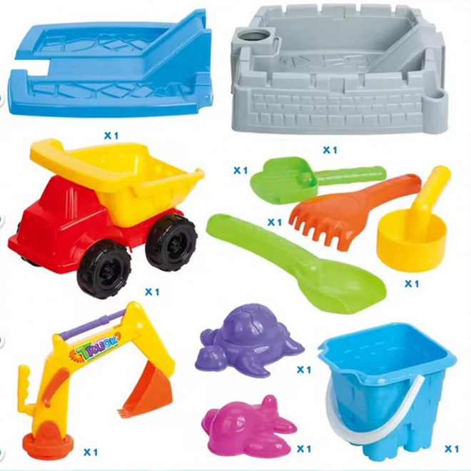 Bac à sable portable WOOPIE Château avec 9 accessoires