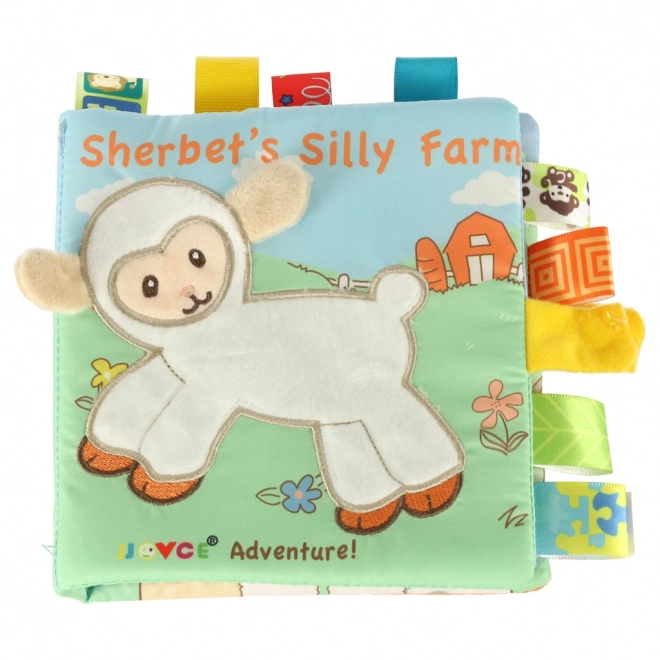 Livre sensoriel pour bébé avec un mouton et des étiquettes