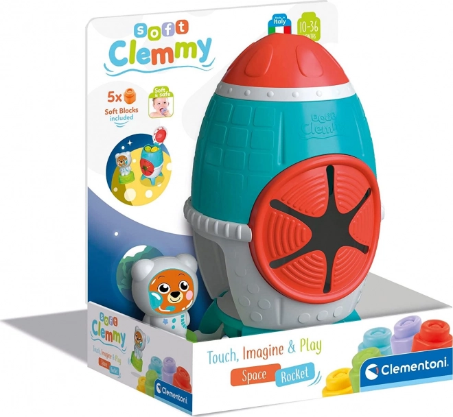 CLEMENTONI SOFT CLEMMY Boîte Fusée spatiale avec 5 blocs