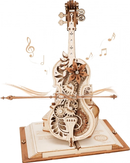 Casse-tête mécanique en bois RoboTime Violoncelle Magique (moteur électrique)