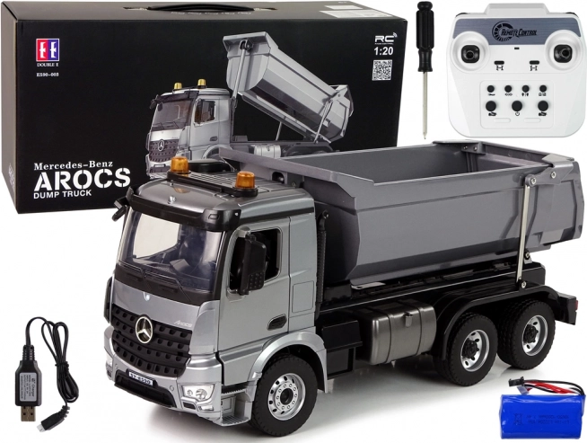 Benne basculante RC en métal MERCEDES-BENZ Arocs avec commande via application 1:20