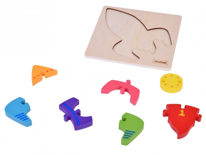 Puzzle en bois Montessori fusée