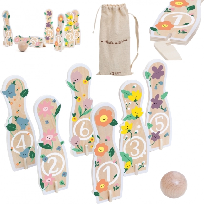 Quilles en bois pour enfants 6 pcs avec balle CLASSIC WORLD