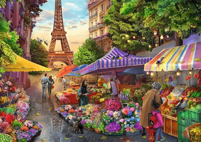TREFL Puzzle Premium Plus Tea Time : Marché aux fleurs 1000 pièces