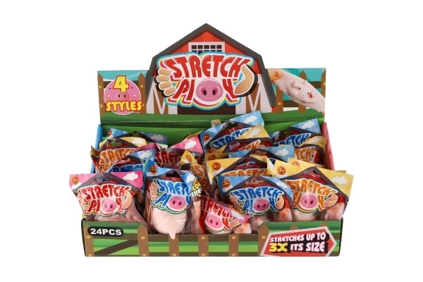 Cochonnet anti-stress en silicone 6cm 4 types 24pcs en boîte