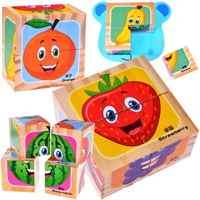 Blocs en bois casse-tête aux fruits