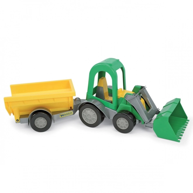 Tracteur avec chargeur et remorque Wader