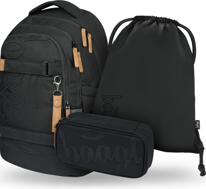 Set scolaire Baagl Skate Max Darkness : sac à dos, trousse et sac