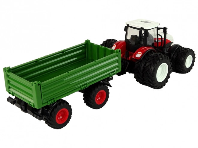 Tracteur télécommandé avec remorque 1:24 rouge-vert