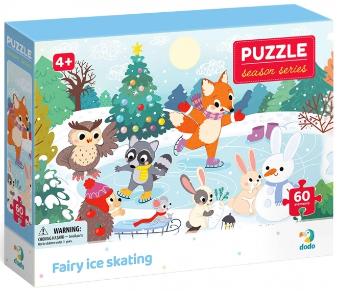 Puzzle DODO Saison: Patinage magique d'hiver 60 pièces