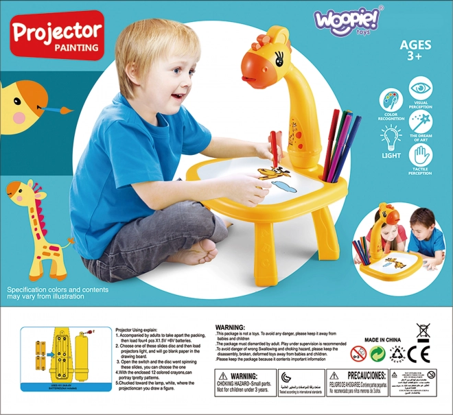 Tableau à dessiner WOOPIE avec projecteur girafe et feutres