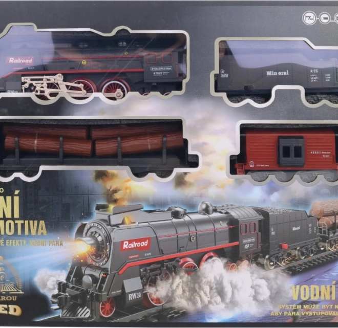 Ensemble de train à vapeur avec effet de fumée à piles