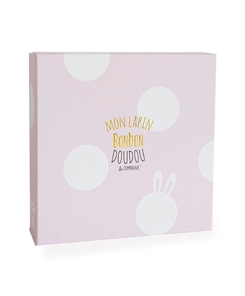 Doudou coffret cadeau - lapin en peluche rose