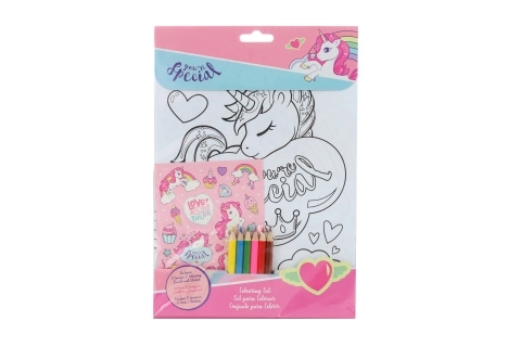 Ensemble livre de coloriage+autocollants licorne