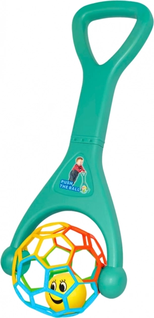Jouet à pousser avec balle élastique et boule cliquetante