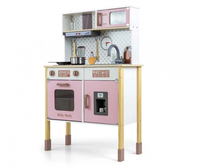 Ensemble de cuisine en bois Bjorn rose