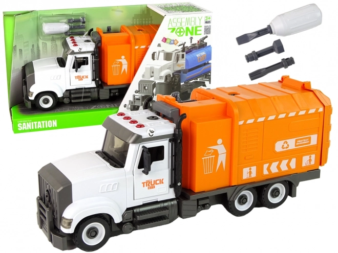 Camion poubelle à dévisser avec accessoires orange