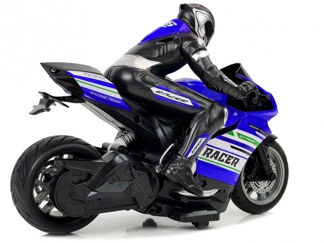 Moto de course sportive télécommandée 2.4G Portée 35m Bleu