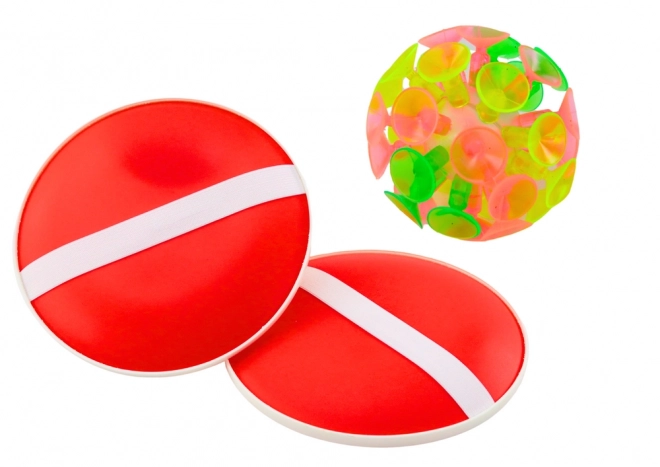 Jeu d'adresse avec palettes à balle avec ventouses Rouges