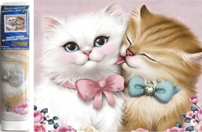 Kit de peinture au diamant - chatons amoureux avec nœud