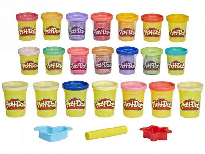 Ensemble de pâte à modeler scintillante Play-Doh de Hasbro avec 21 couleurs et moules