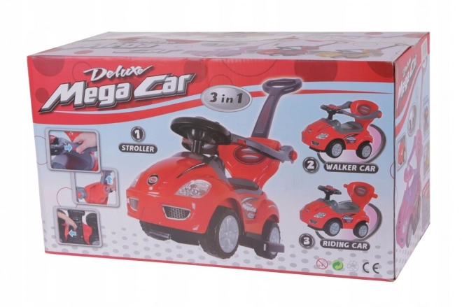 Trottinette 3-en-1 DELUXE avec poignée et panneau musical - rouge