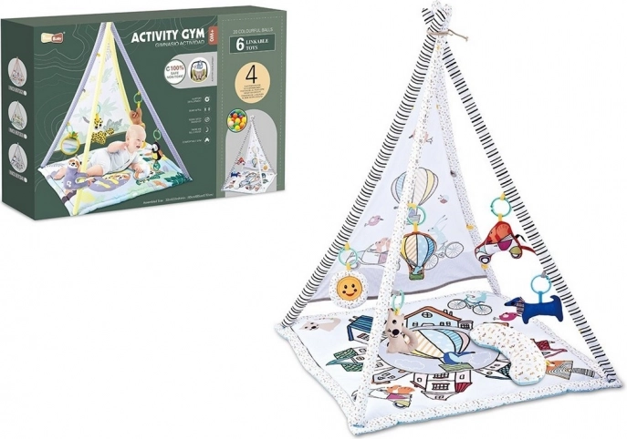 Tapis pour enfant avec auvent et accessoires musicaux
