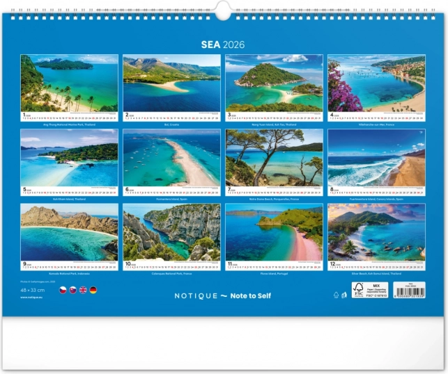 Calendrier mural Mer 2026