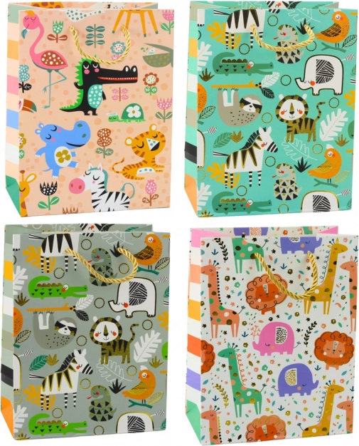 Sac cadeau en papier Safari animaux 23 x 18 x 10,5 cm