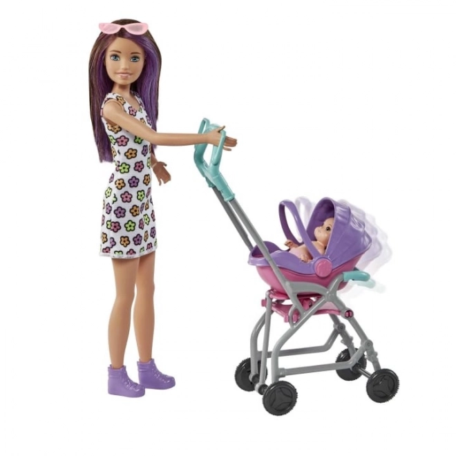 Poupée Barbie Skipper Nourrice Landau + ensemble pour bébé