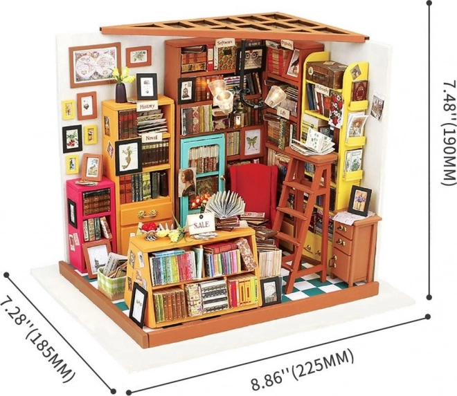Samova studovna - Bibliothèque DIY Miniature Maison de Poupées
