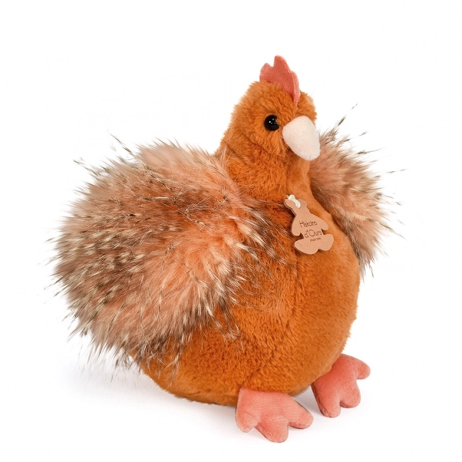 Poule en peluche rousse 20 cm