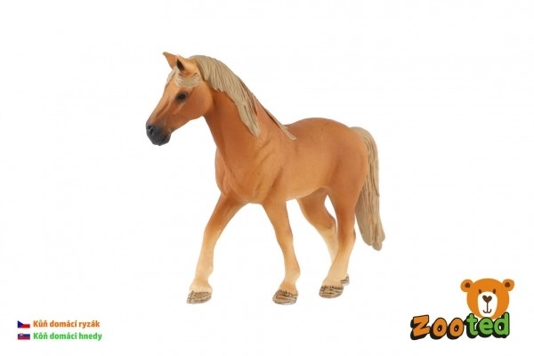 Cheval domestique alezan zooté en plastique 13 cm dans un sac