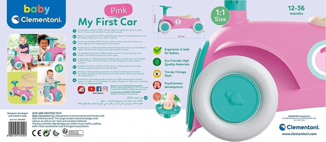 CLEMENTONI Trotteur BABY Ma première voiture rose (Play For Future)