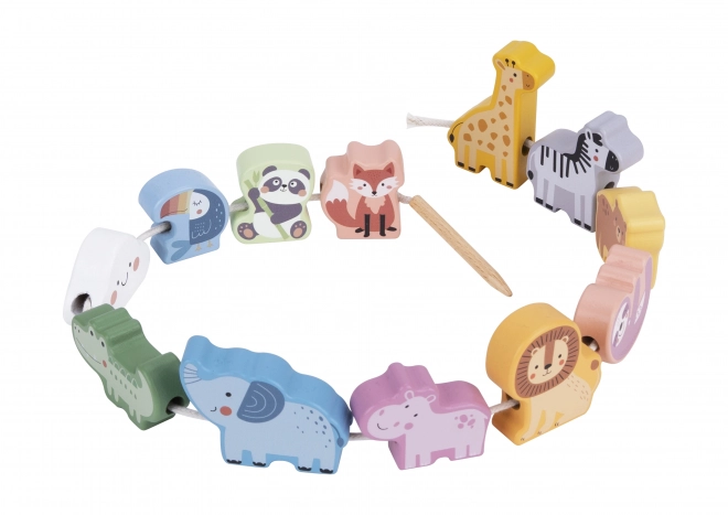 WOOPIE GREEN ensemble de perles en bois ZOO Montessori 13 pièces